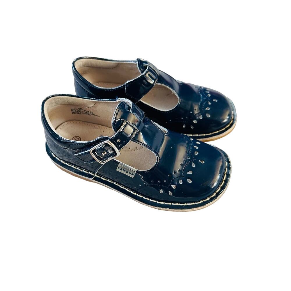 Ruthie T-Strap Mary Jane L’amour patent navy blue 10